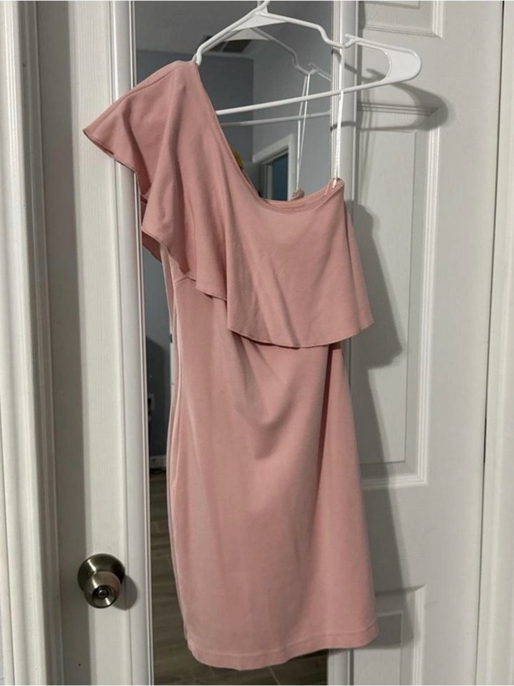 H&M Blush One-Shoulder Ruffle Dress